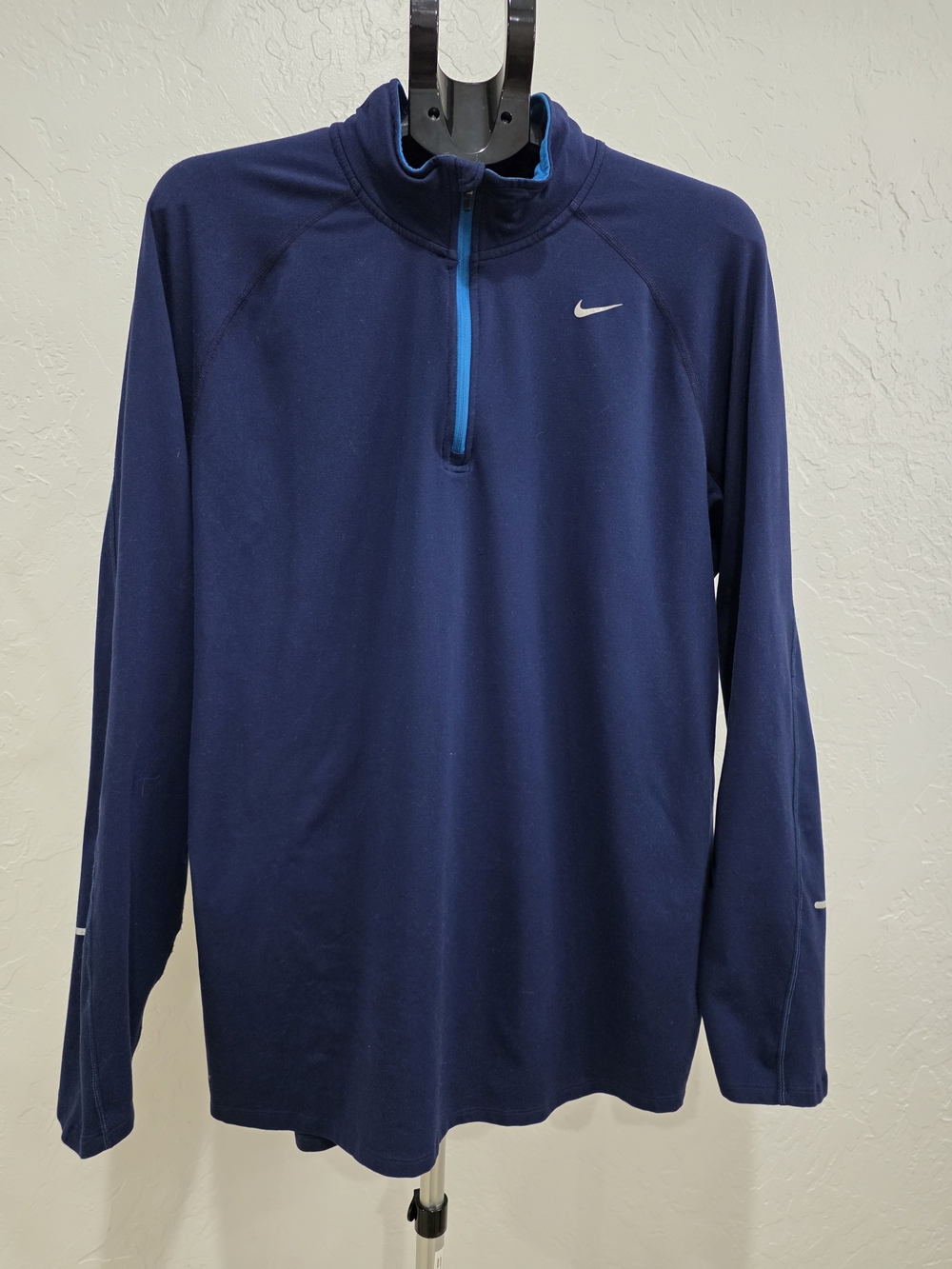 Nike Men’s Navy Quarter-Zip Performance Pullover with Teal Trim